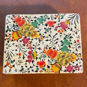 Indian wooden box with paper mache floral motif.